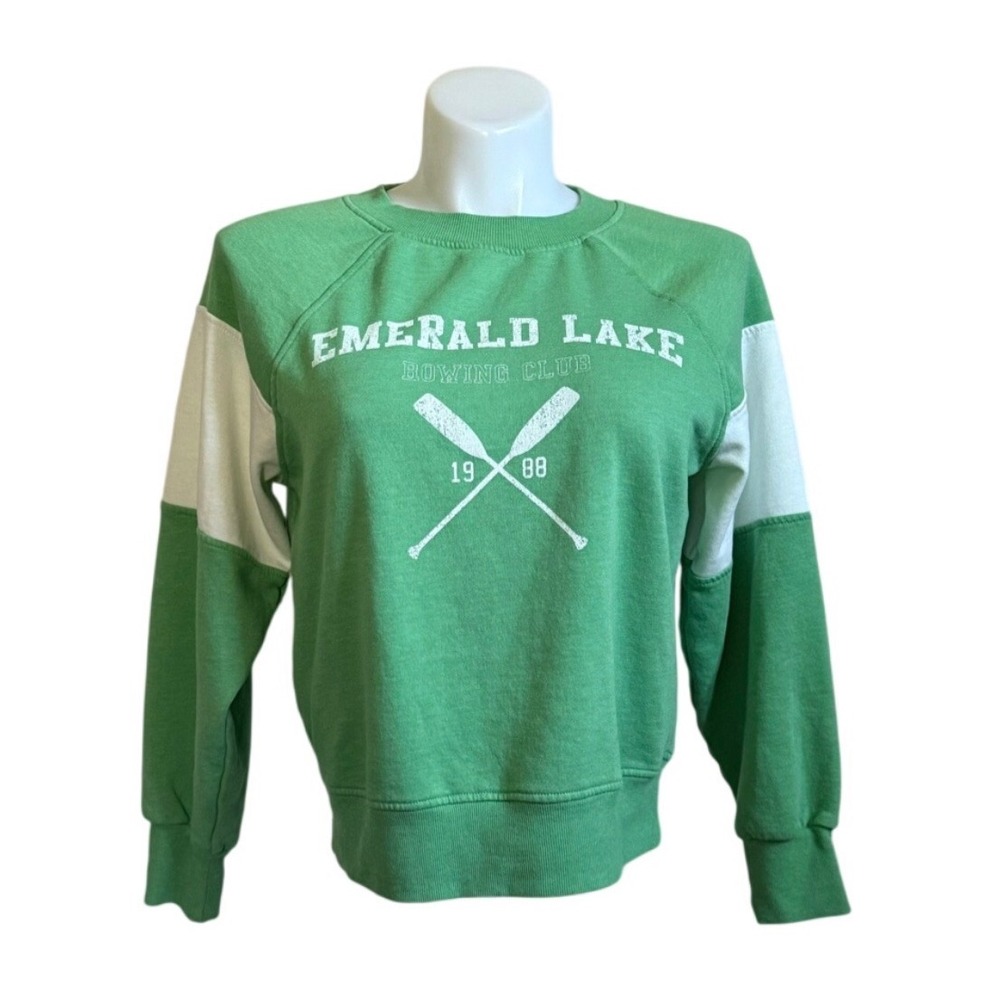 Maurices Emerald Lake Rowing Club Sweatshirt Green White Graphic Pullover Medium